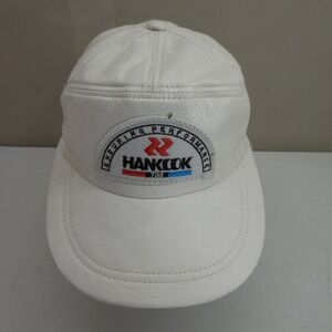 Vintage Hankook Tire Enduring Performance Snapback Hat White Polyethylene Korea